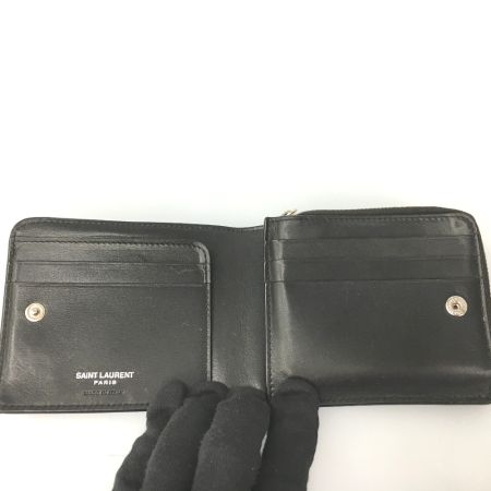  Yves Saint Laurent イブサンローラン カサンドラ Lジップ 二つ折り財布 レザー 630072 ブラック