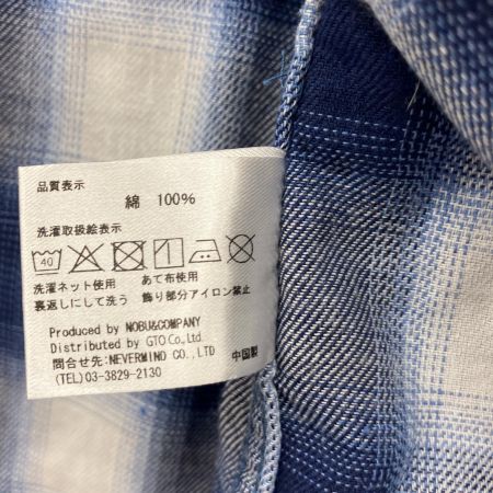  VANSON バンソン ×T.F.O.Aバック刺繍 DEATH RABBIT デニム×チェック 半袖シャツ XXL ブルー