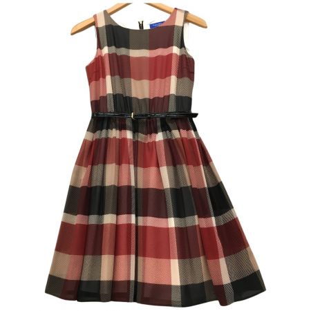  BLUE LABEL CRESTBRIDGE ベルト付 チェックワンピース 36 レッド