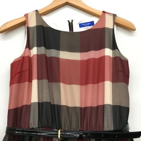  BLUE LABEL CRESTBRIDGE ベルト付 チェックワンピース 36 レッド