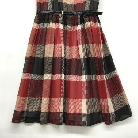  BLUE LABEL CRESTBRIDGE ベルト付 チェックワンピース 36 レッド