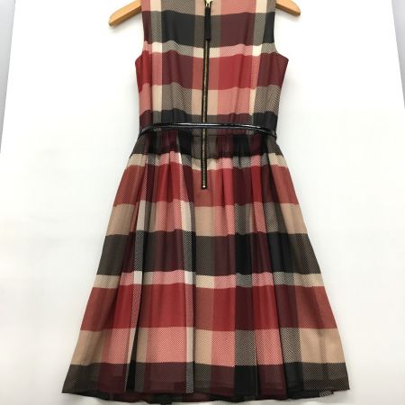  BLUE LABEL CRESTBRIDGE ベルト付 チェックワンピース 36 レッド