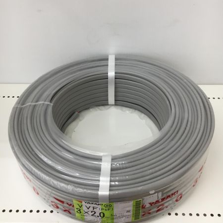  YAZAKI 電材 VVFケーブル　グレー 3芯2.0㎜×100m　 2024年10月 製造