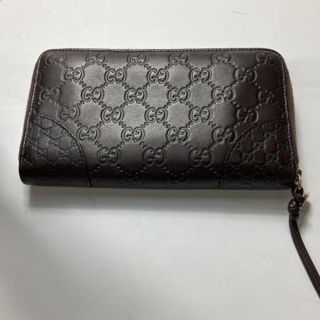  GUCCI グッチ グッチシマ ラウンドファスナー長財布 レザー 323397 ブラウン