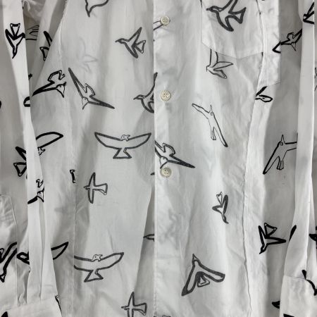  BLACK COMME des GARCONS  AD 2024 鳥柄 シャツ S N-B012 ホワイト