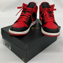△△ NIKE ナイキ スニーカー Air Jordan 1 Mid  Bred Toe DQ8426-060 ブラック×レッド Bランク