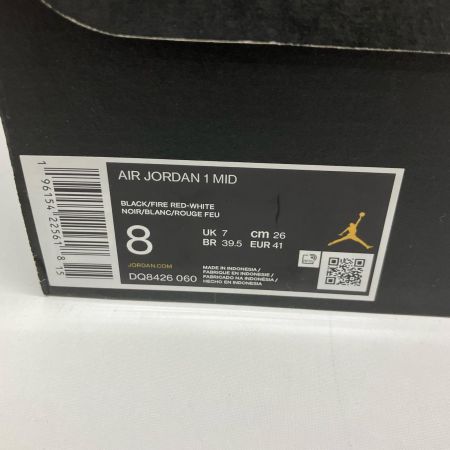  NIKE ナイキ スニーカー Air Jordan 1 Mid  Bred Toe DQ8426-060 ブラック×レッド