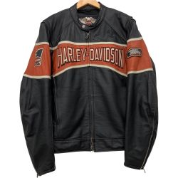 △△ HARLEY-DAVIDSON ハーレーダビッドソン レザー シングルライダースジャケット  ファスナー難あり Lサイズ 98018-10VM ブラック Cランク