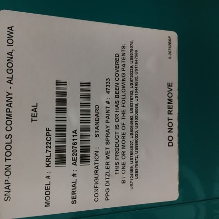  Snap-on スナップオン 【店頭引取限定】工具箱　ツールボックス　ティールグリーン KRL722CPF グリーン