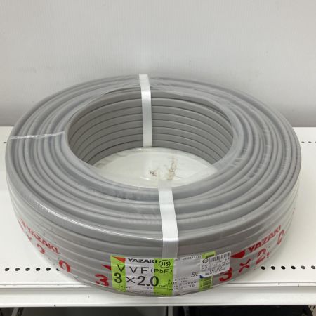  YAZAKI 電材 VVFケーブル　グレー　3芯2.0㎜×100m　 2024/10製造