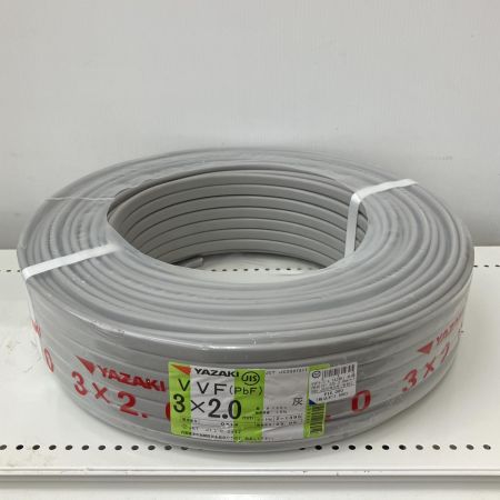  YAZAKI 電材 VVFケーブル　グレー　3芯2.0㎜×100m　 2025/06製造