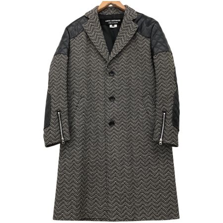  COMME des GARCONS コムデギャルソン JUNYA WATANABE ウール×レザー コート 異素材MIX AD2017 JT-C017 ブラック