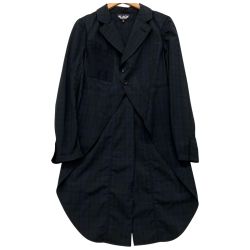 △△ BLACK COMME des GARCONS 再構成 燕尾服風ジャケット チェック S  AD2021 1H-J016 Bランク