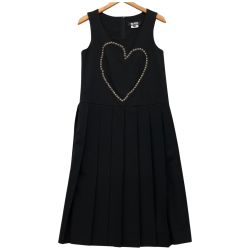 △△ BLACK COMME des GARCONS AD2022 ハートスタッズ プリーツロングワンピース  XS AD2022 1J-O006 ブラック Aランク