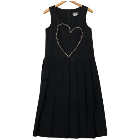  BLACK COMME des GARCONS AD2022 ハートスタッズ プリーツロングワンピース  XS AD2022 1J-O006 ブラック