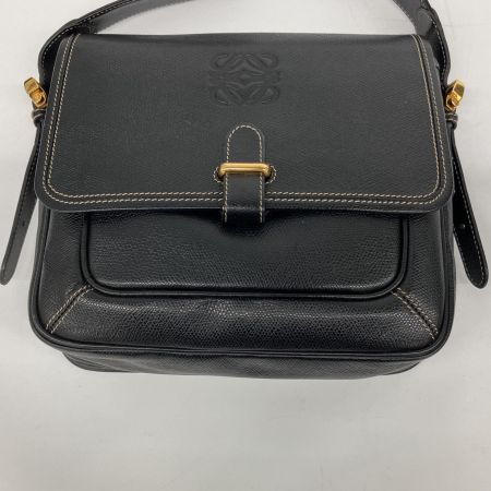  LOEWE ロエベ  ショルダーバッグ フラップ アナグラム型押し オールド ブラック