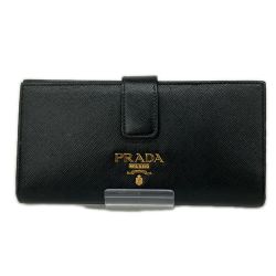 △△ PRADA プラダ 長財布 サフィアーノ 1MV025 ブラック Bランク