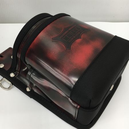  KNICKS 鳶職向仕様ツーウェイタイプアドバンガラス革2段腰袋 レッド ADV-201TB-R ブラウン