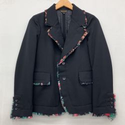 △△ COMME des GARCONS コムデギャルソン ウールジャケット カッティング 花柄フリル AD2017  size S GB-J016 ブラック Bランク