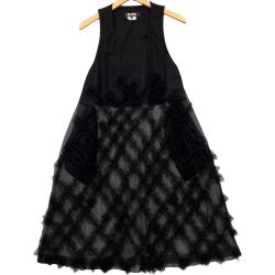 △△ BLACK COMME des GARCONS ナイロンチュール立体格子ワンピース  1O-A004 ブラック Aランク