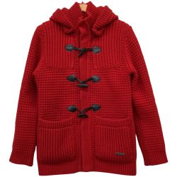 △△ BURBERRY BLACK LABEL バーバリーブラックレーベル ニットダッフルコート size2 三陽商会 レッド Bランク