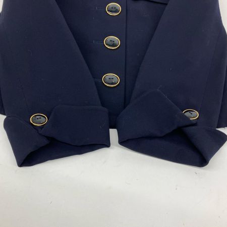  Christian Dior クリスチャンディオール ヴィンテージ ノーカラージャケット 金枠釦  ネイビー
