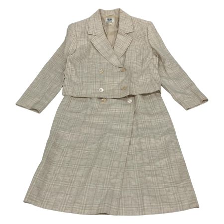  CELINE セリーヌ リネン混チェック柄セットアップダブルスーツ ヴィンテージ  40 アイボリー