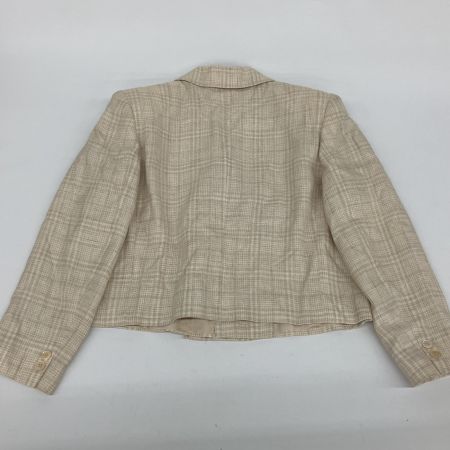  CELINE セリーヌ リネン混チェック柄セットアップダブルスーツ ヴィンテージ  40 アイボリー