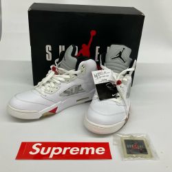 △△ NIKE ナイキ シュプリーム×ナイキ JORDAN5 RETRO エアジョーダン５ 28cm 824371-101 ホワイト Aランク