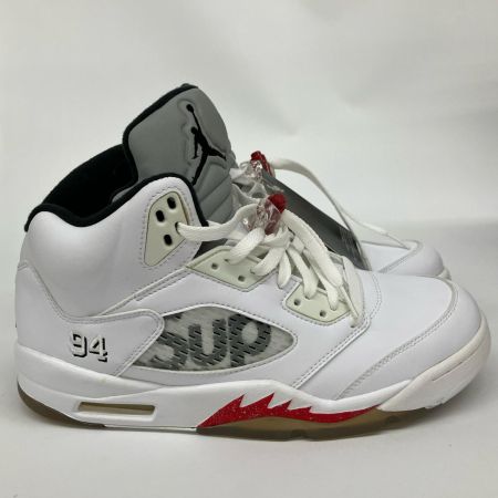  NIKE ナイキ シュプリーム×ナイキ JORDAN5 RETRO エアジョーダン５ 28cm 824371-101 ホワイト