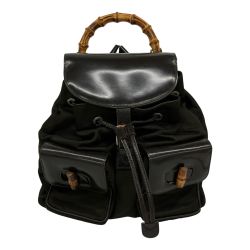 △△ GUCCI グッチ バンブーリュックサック エナメル×ナイロン  00319980016 ブラウン Cランク