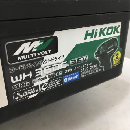  HiKOKI ハイコーキ 36v　コードレスインパクトドライバ WH36DC ブラック マルチボルト  充電器・充電池1個・ケース付