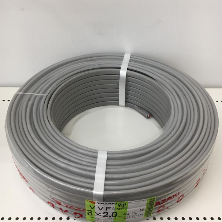 YAZAKI 電材 VVFケーブル グレー 3芯2.0㎜×100m 2025年5月 製造 - 中古