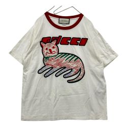 △△ GUCCI グッチ ダメージ加工 虎 Tシャツ XS ホワイト Bランク