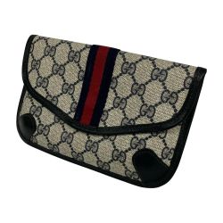 △△ GUCCI グッチ ポーチ OLD GUCCI シェリーライン ネイビー Bランク