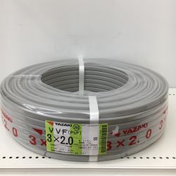 △△ YAZAKI 電材 VVFケーブル　グレー 3芯2.0㎜×100m　 2025年10月 製造 Sランク
