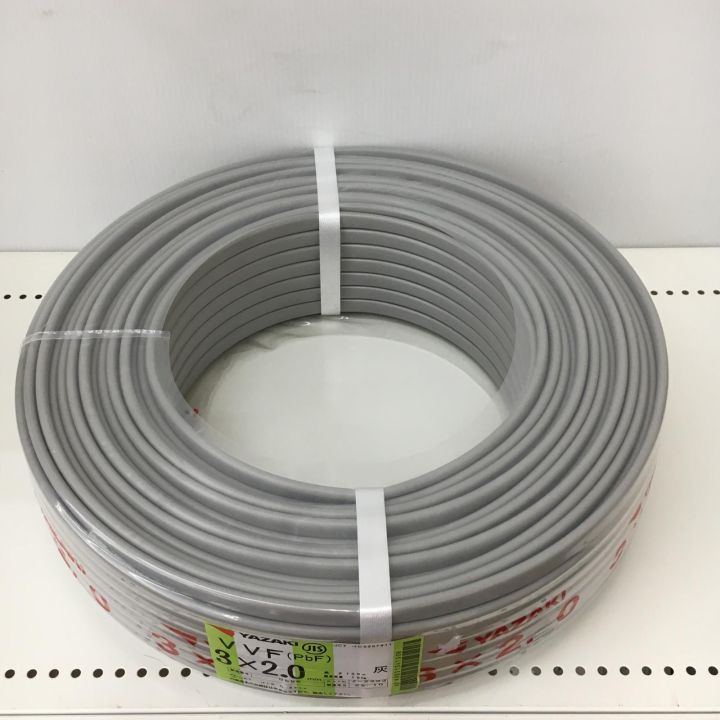 YAZAKI 電材 VVFケーブル グレー 3芯2.0㎜×100m 2025年10月 製造