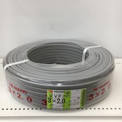△△ YAZAKI 電材 VVFケーブル　グレー 3芯2.0㎜×100m　 2024年10月 製造 Sランク