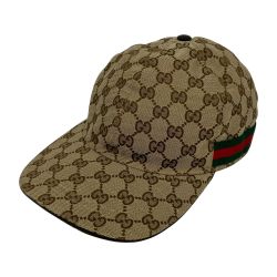 △△ GUCCI グッチ ウェブ ストライプ付き GGキャンバス ベースボールキャップ Bランク