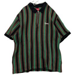 △△ Supreme シュプリーム 2022SS open knit stripe zip polo Lサイズ RN101837 グリーン×ブラウン Bランク