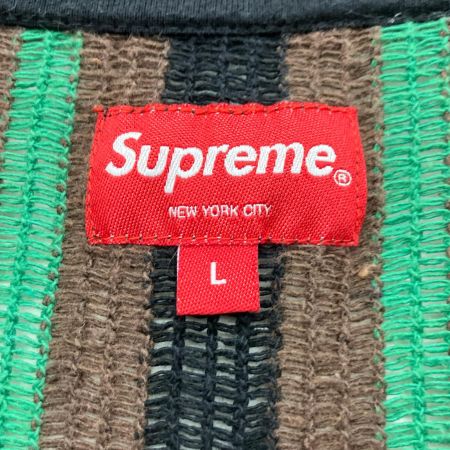  Supreme シュプリーム 2022SS open knit stripe zip polo Lサイズ RN101837 グリーン×ブラウン