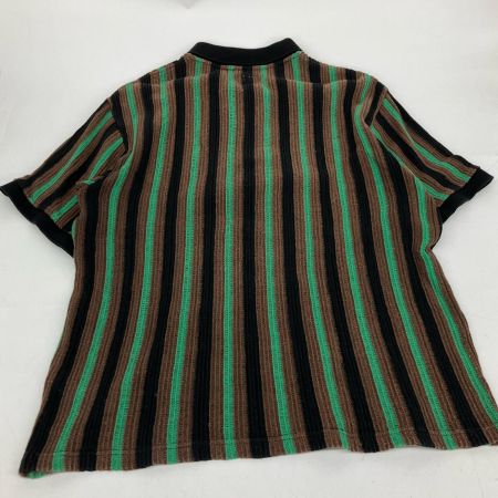  Supreme シュプリーム 2022SS open knit stripe zip polo Lサイズ RN101837 グリーン×ブラウン