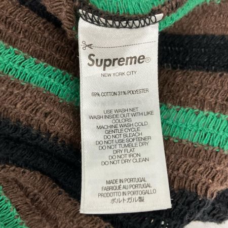  Supreme シュプリーム 2022SS open knit stripe zip polo Lサイズ RN101837 グリーン×ブラウン