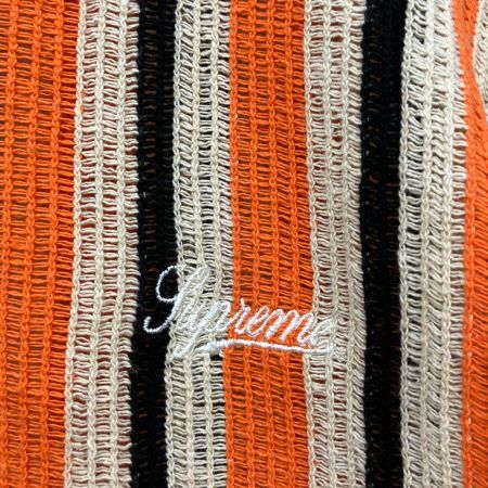  Supreme シュプリーム 2022SS open knit stripe zip polo Lサイズ RN101837 オレンジ×ブラック