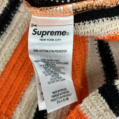  Supreme シュプリーム 2022SS open knit stripe zip polo Lサイズ RN101837 オレンジ×ブラック