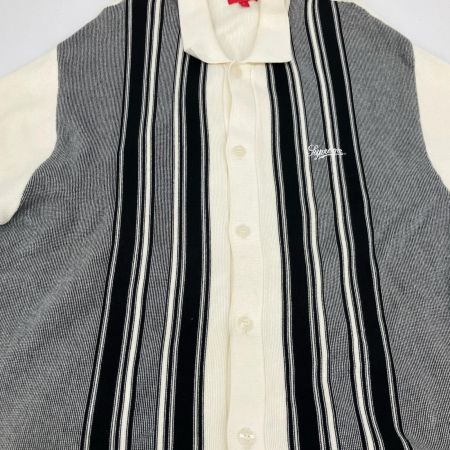 Supreme シュプリーム 22ss stripe button up polo Lサイズ RN101837 ブラック×ホワイト