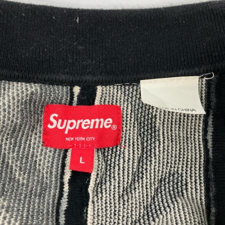  Supreme シュプリーム 22SS Abstract Textured Zip Up Polo Lサイズ RN101837 ブラック×ホワイト