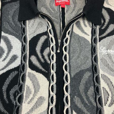  Supreme シュプリーム 22SS Abstract Textured Zip Up Polo Lサイズ RN101837 ブラック×ホワイト