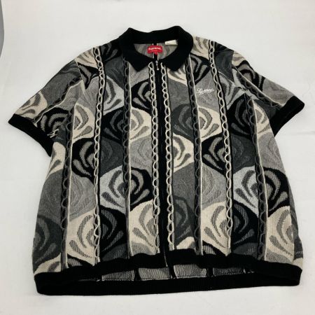  Supreme シュプリーム 22SS Abstract Textured Zip Up Polo Lサイズ RN101837 ブラック×ホワイト