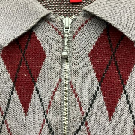  Supreme シュプリーム 21AW Argyle Zip Polo Mサイズ RN101837 グレー×レッド
